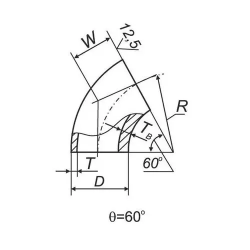 Отводы 60 в ВУС 800x820x13 мм 09Г2С ГОСТ 17375-2001