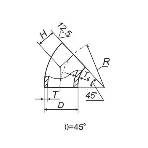 Отводы 45 в ВУС 40x45x5 мм 09Г2С ГОСТ 17375-2001