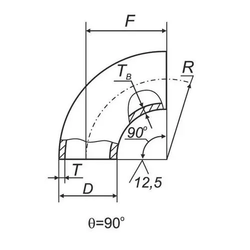 Отводы 90 в ВУС 200x219.1x6.3 мм Сталь 3 ГОСТ 17375-2001